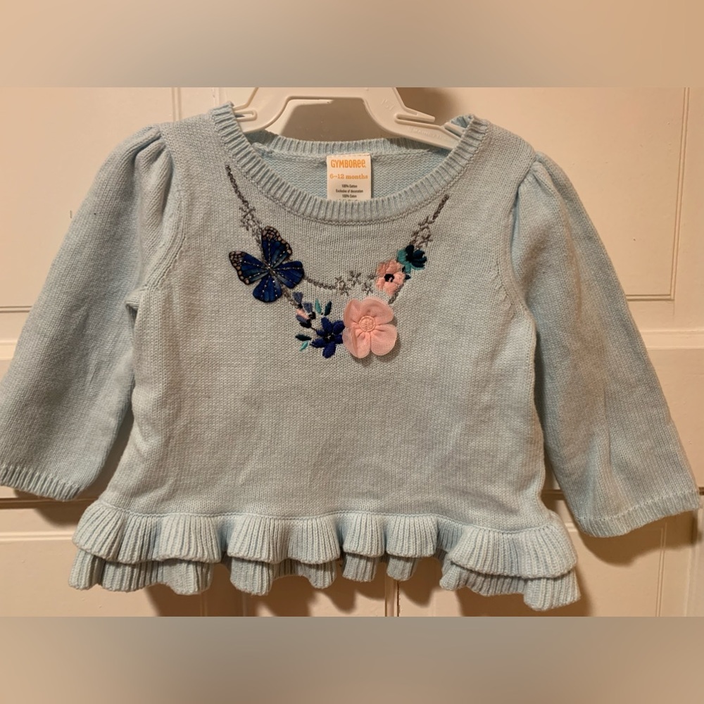 Gymboree baby girl’s flowers knitted sweater.Size 6-12 months.